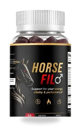 A single bottle of Horsefil men's vitality gummies as sold on the official website
