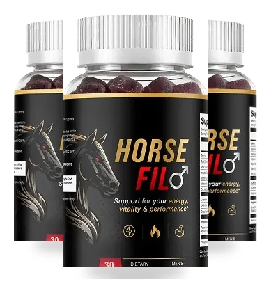 Three bottles of Horsefil men's vitality gummies, every bottle made to the same standard